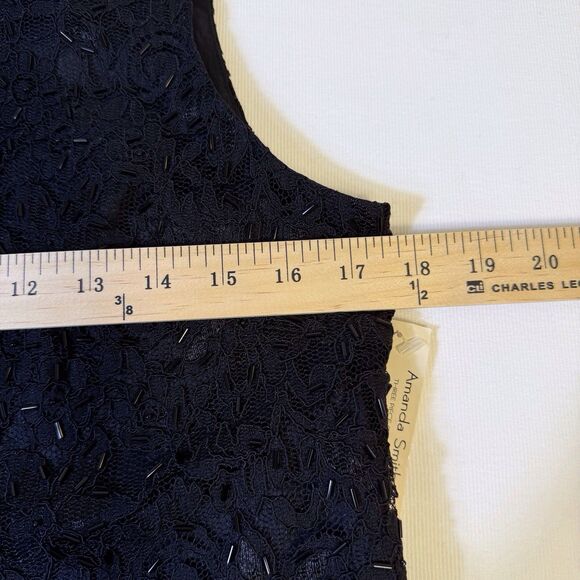 AMANDA SMITH Size 10 Tank Top Beaded Lace Black Cocktail Wedding Evening NWT - Picture 4 of 11